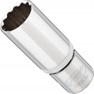 VIGOR Doppelsechskant Steckschlüsseleinsatz ∙ V7512-22 ∙ 1/2 Zoll (12,5 mm) Vierkant hohl ∙ Außen Doppelsechskant Profil ∙ SW 22 Bild 2