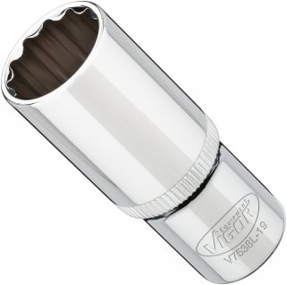 VIGOR Doppelsechskant Steckschlüsseleinsatz ∙ lang ∙ V7538L-19 ∙ 3/8 Zoll (10 mm) Vierkant hohl ∙ Außen Doppelsechskant Profil ∙ Bild 2