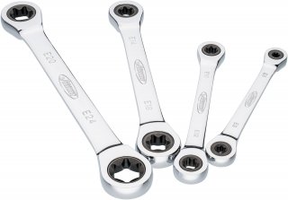 VIGOR Doppel Ratschen-Ringschlüssel Satz ∙ V6611/4 ∙ Außen TORX® Profil ∙ 4-teilig ∙ E6 – E24 ∙ Anzahl Werkzeuge: 4 Bild 1