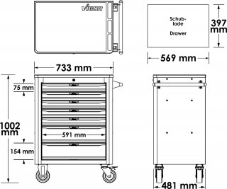 VIGOR Werkstattwagen Series L ∙ mit Sortiment ∙ V1901-X/442 ∙ 442-teilig ∙ Anzahl Werkzeuge: 442 Bild 6