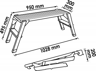VIGOR Sicherheits-Laufbühne ∙ Aluminium ∙ V4638 ∙ L x B x H: 950 mm x 300 mm x 495 mm Bild 5