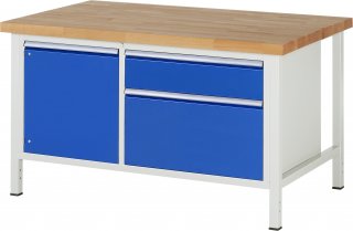 Werkbank höhenverstellbar 8651A2 | B1500xT900xH840-1040mm | 2xSchublade-VA | 1xTür Bild 1