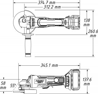 HAZET Akku Winkelschleifer ∙ Grundgerät 9233-010 ∙ Länge: 345,1 mm Bild 4
