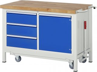 Werkbank mit Fahrgestell 8468 | B1250xT700xH880mm | 3xSchublade-TA | 1xTür Bild 1