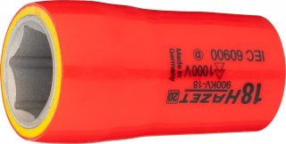HAZET Steckschlüsseleinsatz ∙ schutzisoliert 900KV-18 ∙ 1/2 Zoll (12,5 mm) Vierkant hohl ∙ Außen Sechskant-Tractionsprofil ∙ SW  Bild 1