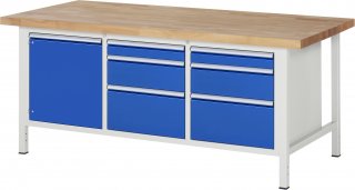 Werkbank höhenverstellbar 8570A2 | B2000xT900xH840-1040mm | 6xSchublade-VA | 1xTür Bild 1
