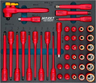 HAZET Steckschlüssel Satz ∙ schutzisoliert 163-545/41 ∙ 3/8 Zoll (10 mm) Vierkant hohl ∙ Außen Sechskant-Tractionsprofil | Innen  Bild 1