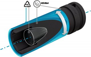 HAZET Schlag- | Maschinenschrauber Steckschlüsseleinsatz 903SLG-17 ∙ 1/2 Zoll (12,5 mm) Vierkant hohl ∙ Außen Sechskant-Tractions Bild 3