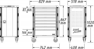 HAZET Werkstattwagen Assistent 179NT ∙ einzeln 179NT-8-RAL7016 ∙ L x B x H: 785 mm x 518 mm x 1020 mm ∙ Schubladen | flach: 7× 81 Bild 5