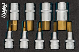 HAZET Schraubendreher-Steckschlüsseleinsatz Satz 163-270/9 ∙ 1/2 Zoll (12,5 mm) Vierkant hohl ∙ Innen Sechskant Profil ∙ 9-teili Bild 1