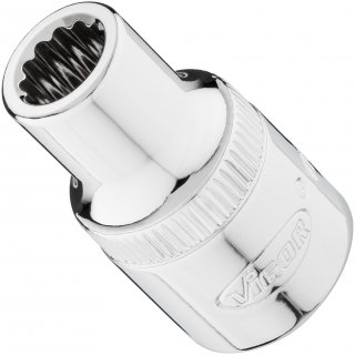 VIGOR Doppelsechskant Steckschlüsseleinsatz ∙ V7512-9 ∙ 1/2 Zoll (12,5 mm) Vierkant hohl ∙ Außen Doppelsechskant Profil ∙ SW 9 m Bild 2
