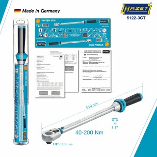 HAZET Drehmomentschlüssel mit DAkkS-Kalibrierschein 5122-3CTCAL ∙ Drehmomentbereich min-max: 40 – 200 Nm ∙ Genauigkeit: 3% ∙ 1/2 Bild 5