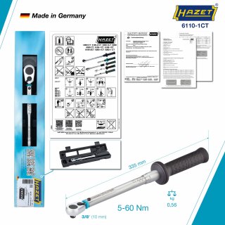 HAZET Drehmomentschlüssel mit DAkkS-Kalibrierschein 6110-1CTCAL ∙ Drehmomentbereich min-max: 5 – 60 Nm ∙ Genauigkeit: 2% ∙ 3/8 Z Bild 6
