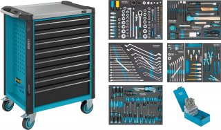 HAZET Werkstattwagen Assistent 179NX ∙ Sortiment 179NX-8/252 ∙ 252-teilig ∙ Schubladen | flach: 7× 81 x 522 x 398 mm ∙ Schubladen Bild 1