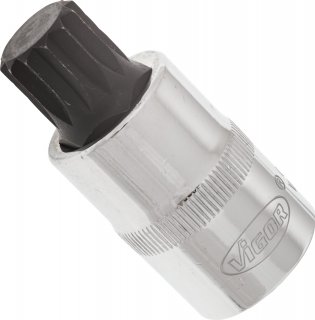 VIGOR Innenvielzahn Schraubendreher-Einsatz ∙ XZN ∙ V2100 ∙ 1/2 Zoll (12,5 mm) Vierkant hohl ∙ Innen Vielzahn Profil XZN ∙ SW M1 Bild 2