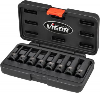 VIGOR Innensechskant Schlagschrauber Schraubendreher-Einsatz Satz ∙ V7019 ∙ 1/2 Zoll (12,5 mm) Vierkant hohl ∙ Innen Sechskant P Bild 5