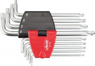 VIGOR T Winkelschraubendreher Satz ∙ lang ∙ Kugelkopf ∙ V4708 ∙ Innen TORX® Profil ∙ 9-teilig ∙ T10 · T15 · T20 · T25 · T27 · T3 Bild 2