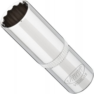 VIGOR Doppelsechskant Steckschlüsseleinsatz ∙ lang ∙ V7538L-15 ∙ 3/8 Zoll (10 mm) Vierkant hohl ∙ Außen Doppelsechskant Profil ∙ Bild 2