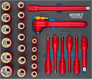 HAZET Steckschlüssel Satz ∙ schutzisoliert 163-544/26 ∙ 1/2 Zoll (12,5 mm) Vierkant hohl ∙ Außen Sechskant-Tractionsprofil | Inne Bild 1