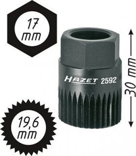 HAZET Keil(rippen)riemenscheibe-Adapter 2592 ∙ 17 mm Außen-Sechskant ∙ Vielzahn Profil ∙ SW 19,6 mm Bild 3