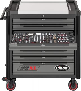 VIGOR Werkstattwagen Series XL ∙ Edelstahl-Arbeitsplatte ∙ mit Sortiment ∙ V4481-X/375 ∙ 375-teilig ∙ Anzahl Werkzeuge: 375 Bild 20