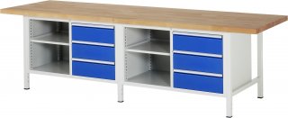 Werkbank höhenverstellbar 8462A2 | B3000xT900xH840-1040mm | 6xSchublade-VA Bild 1