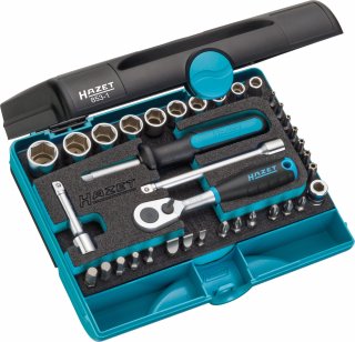 HAZET Steckschlüssel Satz 853-1 ∙ 1/4 Zoll (6,3 mm) Sechskant massiv | 1/4 Zoll (6,3 mm) Vierkant hohl ∙ Außen Sechskant-Traction Bild 1