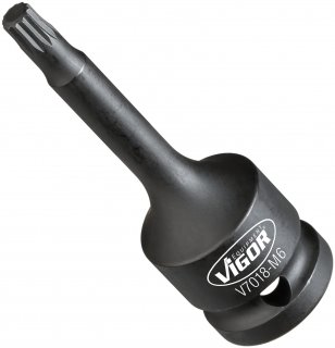 VIGOR Innenvielzahn Schlagschrauber Schraubendreher-Einsatz (XZN) ∙ V7018-M6 ∙ 1/2 Zoll (12,5 mm) Vierkant hohl ∙ Innen Vielzahn Bild 1