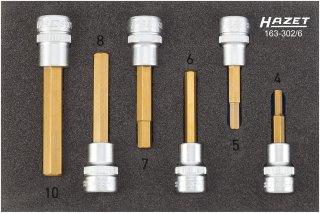 HAZET Schraubendreher-Steckschlüsseleinsatz Satz 163-302/6 ∙ 3/8 Zoll (10 mm) Vierkant hohl ∙ Innen Sechskant Profil ∙ 6-teilig  Bild 1
