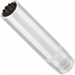 VIGOR Doppelsechskant Steckschlüsseleinsatz ∙ lang ∙ V7514L-8 ∙ 1/4 Zoll (6,3 mm) Vierkant hohl ∙ Außen Doppelsechskant Profil ∙ Bild 2