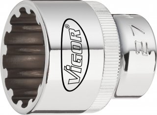 VIGOR Multiprofil Steckschlüsseleinsatz Satz ∙ V1898 ∙ 1/2 Zoll (12,5 mm) Vierkant hohl ∙ Multiprofil ∙ 17-teilig ∙ 10 – 32 ∙ An Bild 4
