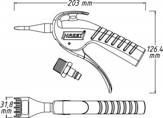 HAZET Ausblaspistole ∙ geräuscharm ∙ mit breiter Flachdüse 9040P-5 ∙ Länge: 203 mm Bild 4