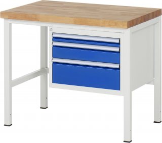 Werkbank höhenverstellbar 8126A1 | B1000xT700xH840-1040mm | 3xSchublade-VA Bild 1