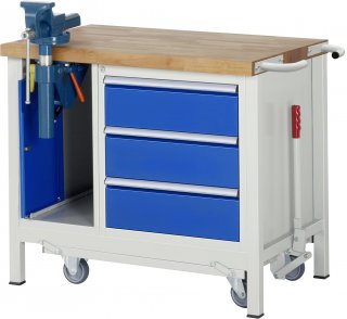 Werkbank mit Fahrgestell 8183 | B1000xT700xH880mm | 3xSchublade-VA | 1xSSK Bild 1