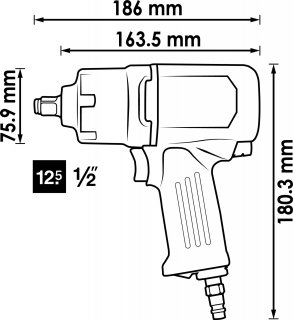 VIGOR Schlagschrauber ∙ V3653 ∙ Lösemoment maximal [Nm]: 1890 Nm ∙ 1/2 Zoll (12,5 mm) Vierkant massiv ∙ 186 mm ∙ Hochleistungs-D Bild 7