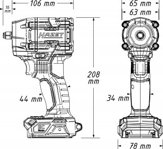 HAZET Akku Schlagschrauber 9512-600/4 ∙ Lösemoment maximal [Nm]: 600 Nm ∙ 1/2 Zoll (12,5 mm) Vierkant massiv ∙ 4-teilig Bild 6