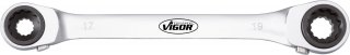 VIGOR Doppel Ratschen-Ringschlüssel ∙ V2705 ∙ Außen Doppelsechskant Profil ∙ SW 10 x 13 · 17 x 19 Bild 2