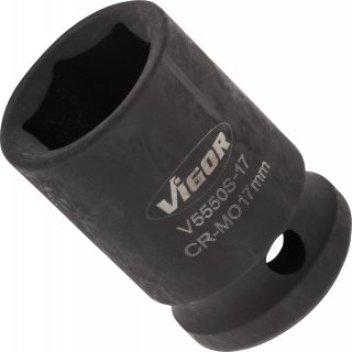 VIGOR Schlagschrauber Steckschlüsseleinsatz ∙ kurz ∙ V5550S-17 ∙ 1/2 Zoll (12,5 mm) Vierkant hohl ∙ Außen Sechskant Profil ∙ SW  Bild 3