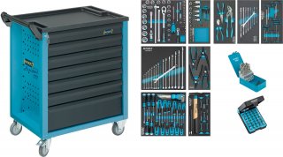 HAZET Werkstattwagen Assistent 177 ∙ Sortiment 177-7/217 ∙ 217-teilig ∙ Schubladen | flach: 6× 79 x 527 x 348 mm ∙ Schubladen | ho Bild 1