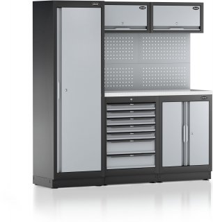 VIGOR Schrankwand-Kombination ∙ Kompakt-Paket ∙ Edelstahl ∙ V6000-3-X ∙ L x B x H: 1952 mm x 526 mm x 1980 mm Bild 13
