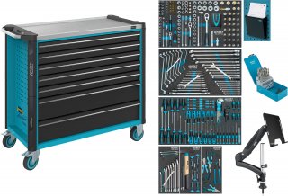 HAZET Werkstattwagen Assistent 179NXXL ∙ Sortiment 179NXXL-7/342 ∙ 342-teilig ∙ Schubladen | flach: 5× 81 x 870 x 398 mm ∙ Schubl Bild 1