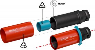 HAZET Schlag- | Maschinenschrauber Steckschlüsseleinsatz 903SLG6-21 ∙ 1/2 Zoll (12,5 mm) Vierkant hohl | 24 mm Außen-Sechskant ∙ A Bild 4