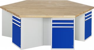 Gruppenwerkbank 492 | B2700xT2340xH850mm | 6x2Schubladen-VA | 6x1Tür Bild 1
