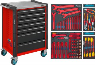 HAZET Werkstattwagen Assistent 179NX ∙ Sortiment 179NX-7/70KV ∙ 70-teilig ∙ Schubladen | flach: 5× 81 x 522 x 398 mm ∙ Schubladen Bild 1