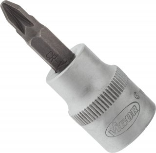 VIGOR Pozidriv Schraubendreher-Einsatz ∙ V2290N ∙ 3/8 Zoll (10 mm) Vierkant hohl ∙ Pozidriv Profil PZ ∙ SW PZ2 Bild 2