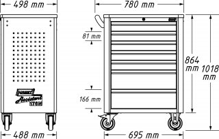 HAZET Werkstattwagen Assistent 176N-7 ∙ Sortiment 176N-7/193 ∙ 193-teilig ∙ Schubladen | flach: 5× 81 x 522 x 348 mm ∙ Schubladen Bild 6