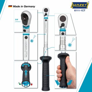 HAZET Drehmomentschlüssel mit DAkkS-Kalibrierschein 6111-1CTCAL ∙ Drehmomentbereich min-max: 20 – 120 Nm ∙ Genauigkeit: 2% ∙ 3/8 Bild 5