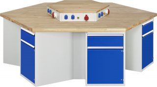 Gruppenwerkbank 467-EA | B2700xT2340xH890mm | 6x1Schublade-VA | 6x1Tür Bild 1