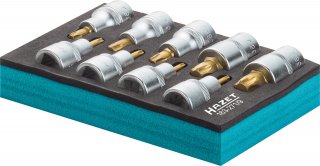 HAZET Schraubendreher-Steckschlüsseleinsatz Satz ∙ TORX® 163-271/9 ∙ 1/2 Zoll (12,5 mm) Vierkant hohl ∙ Innen TORX® Profil ∙ 9-t Bild 3