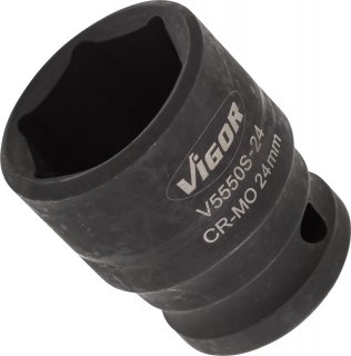 VIGOR Schlagschrauber Steckschlüsseleinsatz ∙ kurz ∙ V5550S-24 ∙ 1/2 Zoll (12,5 mm) Vierkant hohl ∙ Außen Sechskant Profil ∙ SW  Bild 3